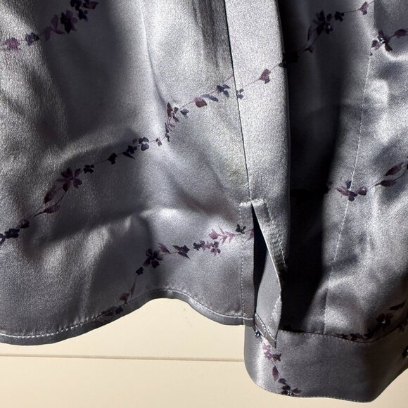 Due per Due Collection Vintage 100% Silk Blouse Size 8 Blue Gray with Purple - Picture 7 of 9